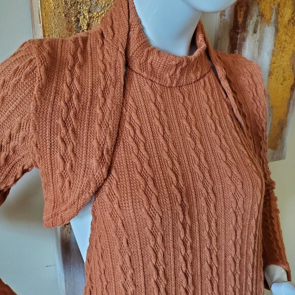 Women's Brown Stretch Knitted Two-Piece Outfit SZ L - Picture 3 of 13